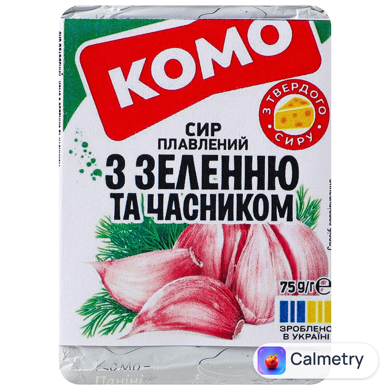 Сир плавлений Комо із зеленню та часником 35% 75г — фото продукту