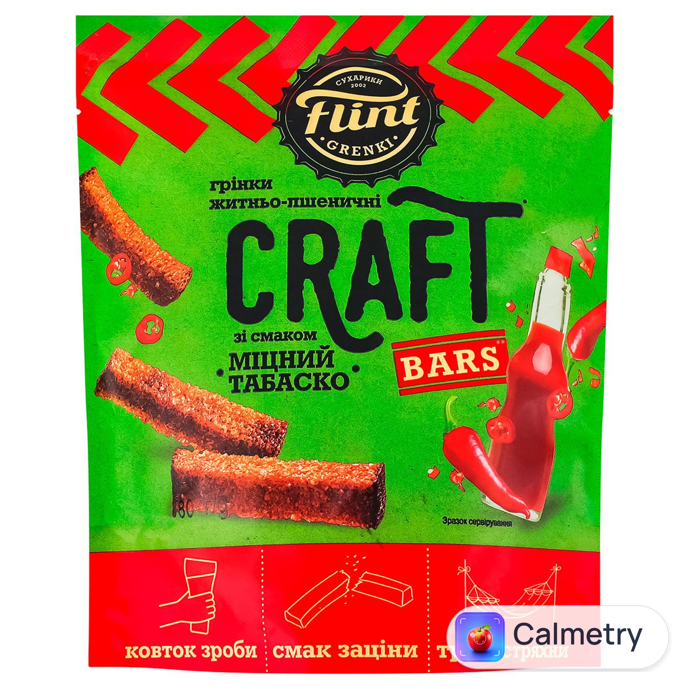 Грінки Flint Craft Bars зі смаком Міцний табаско 80г