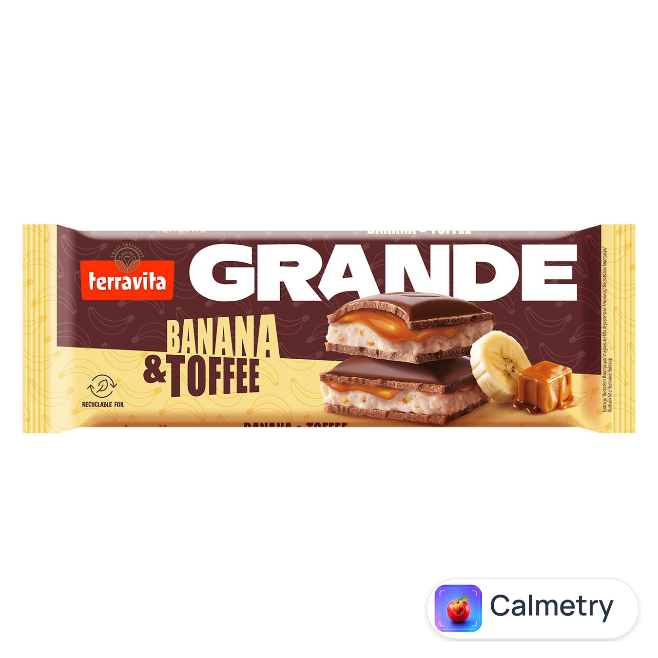Шоколад молочний Terravita з бананом та тоффі 235г — фото продукту