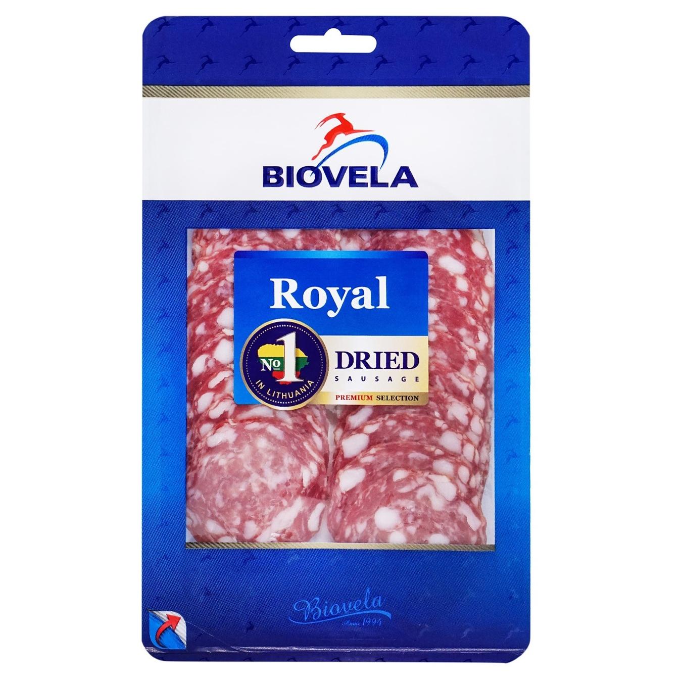 Ковбаса Biovela Royal сиров'ялена нарізана вищий сорт 90г — фото продукту