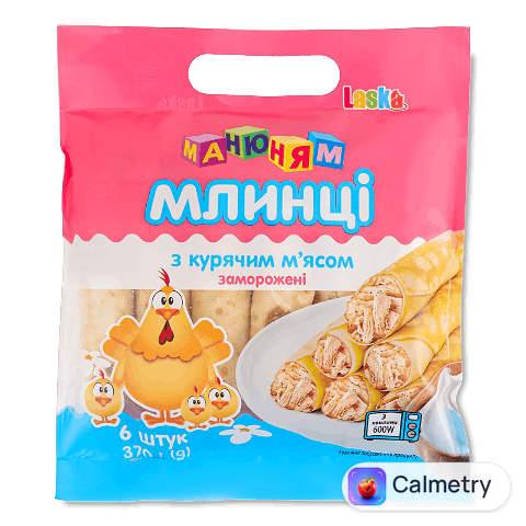 Млинці Laska Манюням з курячим м'ясом заморожені, 370г
