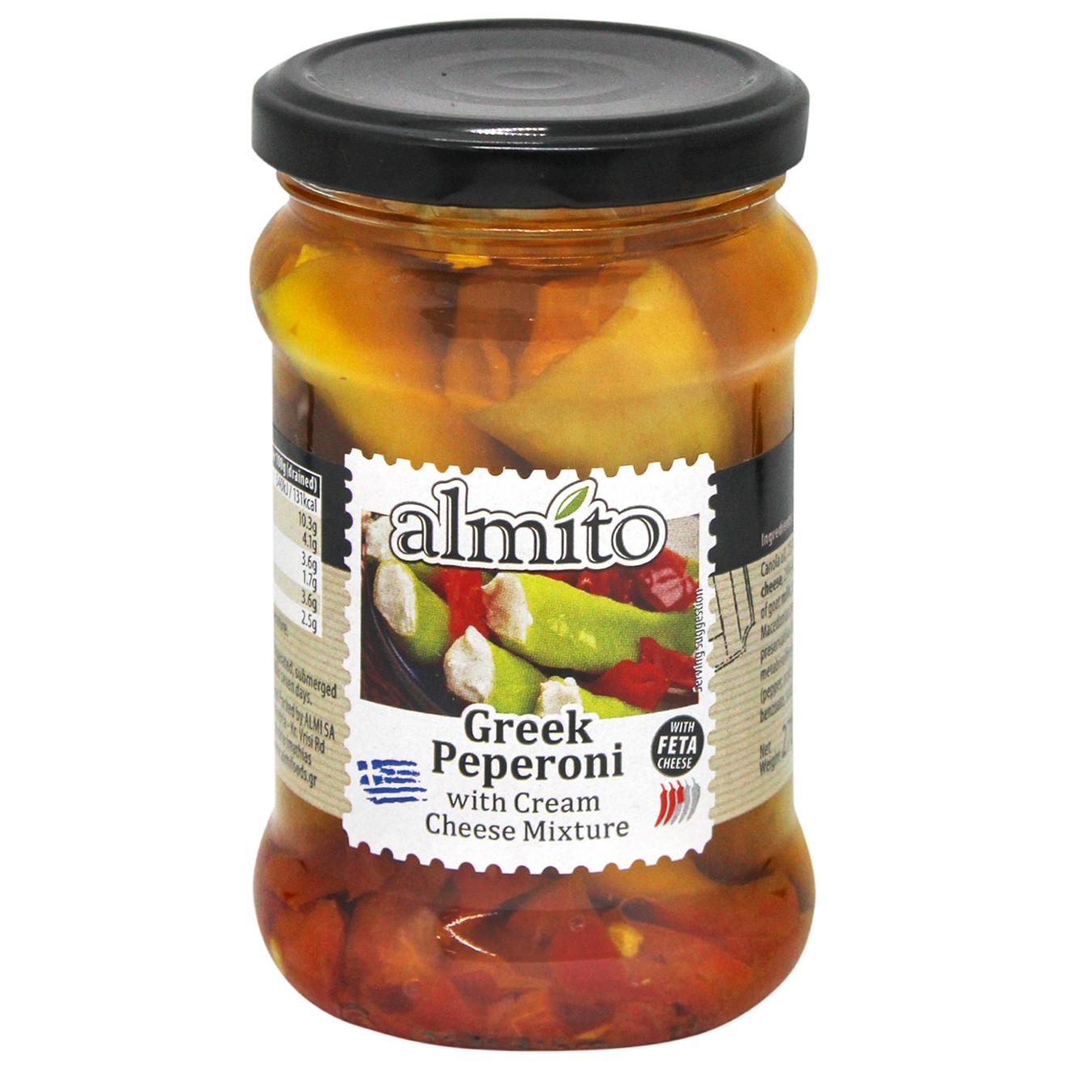 Перець Almito зелений грецький з начинкою з вершкового сиру 270г — фото продукту