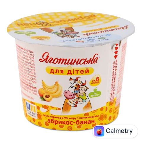 Паста сиркова Яготинське для дітей абрикос-банан 3,9%
