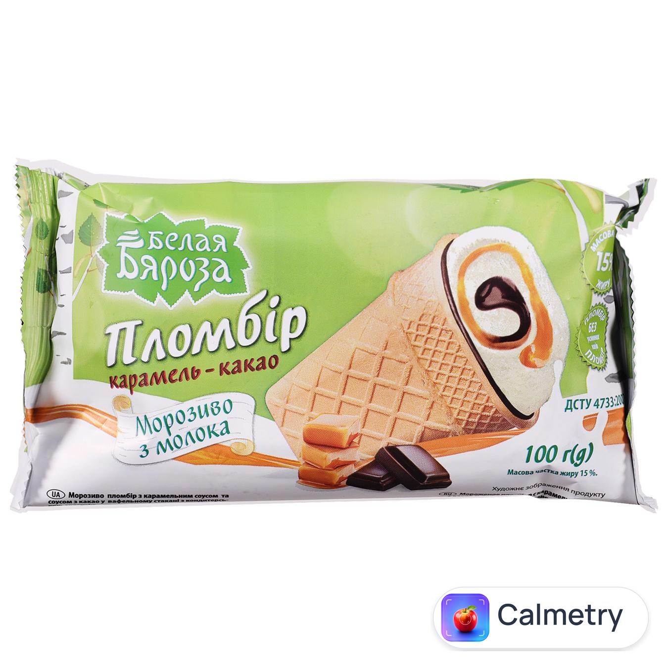 Морозиво Біла Береза пломбір карамель-какао 100г