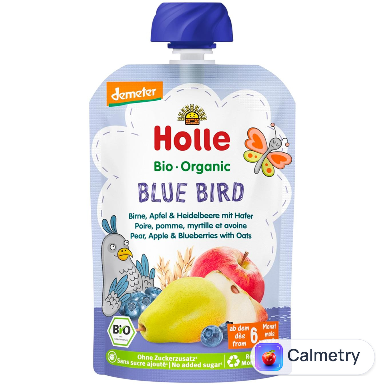 Пюре Holle Blue Bird груша яблуко чорниця овес з 6 місяців 100г