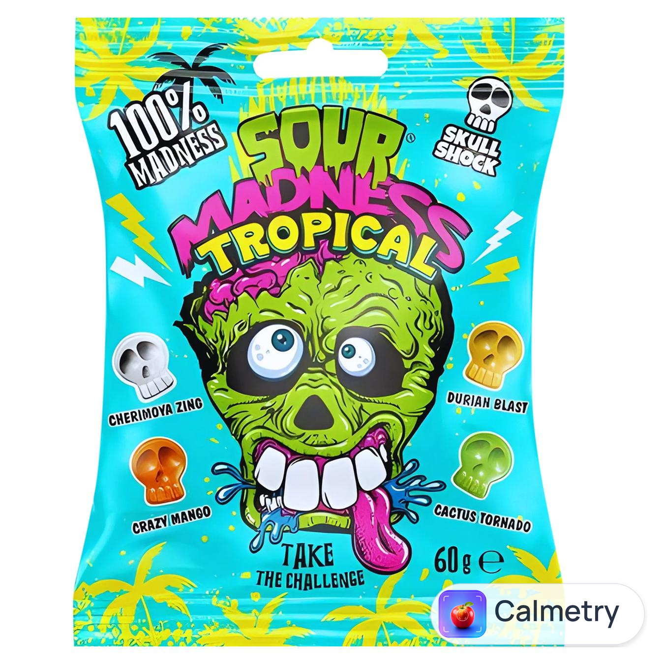 Льодяники Sour Madness Tropical кислі зі смаком тропічних фруктів 60г — фото продукту