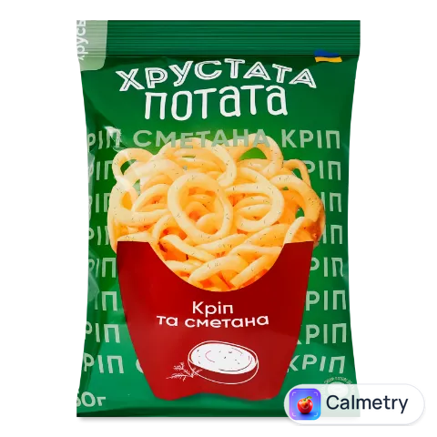 Снеки «Хрустата Потата» цибуля кільцями смак кропу-сметани