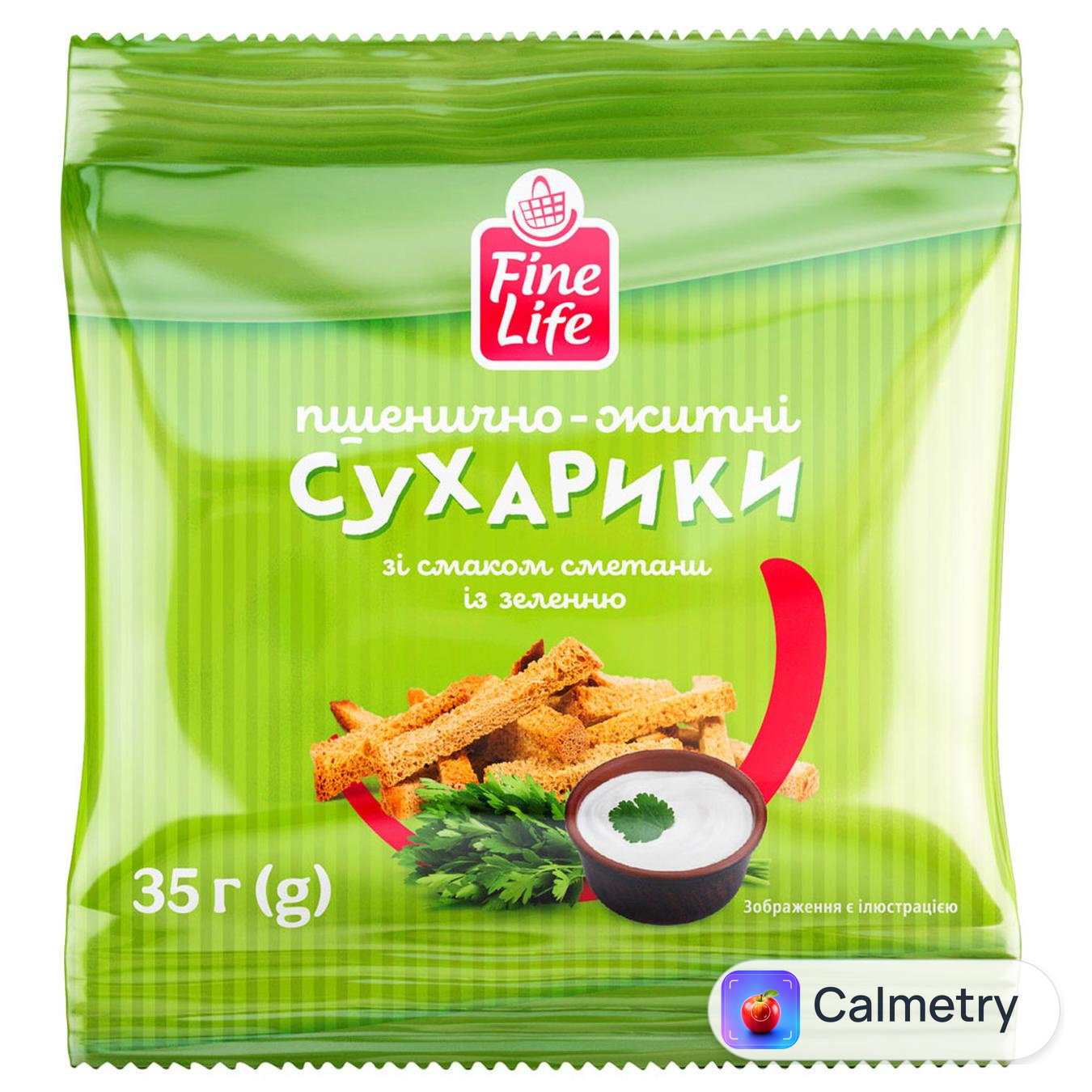 Сухарики Fine Life пшенично-житні зі смаком сметани із зеленню 35г