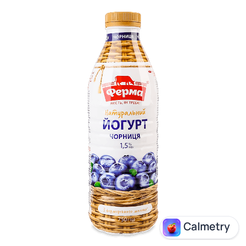 Йогурт Ферма Чорниця натуральний 1,5%, пляшка, 750г