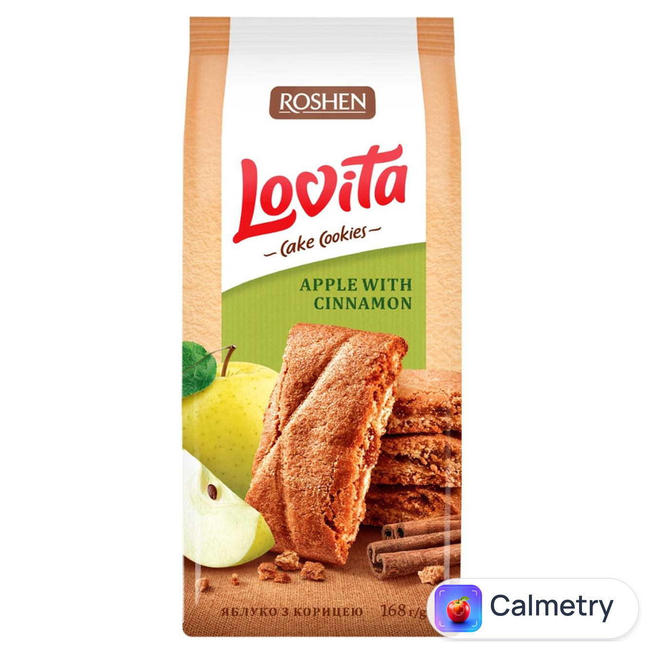 Печиво Roshen Lovita Cake Cookies здобне яблуко-кориця 168г — фото продукту