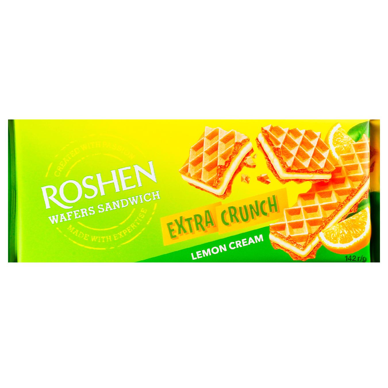 Вафлі Roshen Wafers Sandwich Extra Crunch лимон 142г — фото продукту
