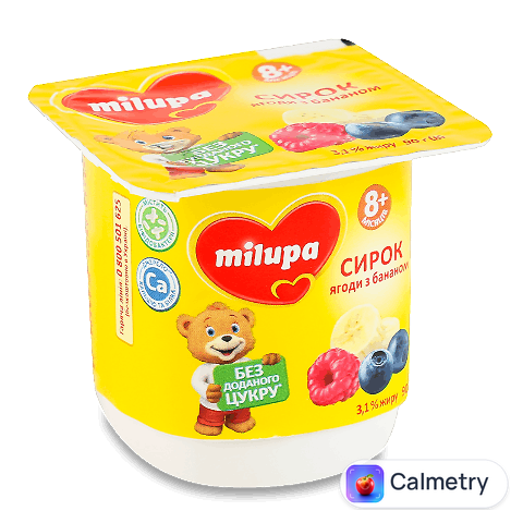 Сирок Milupa Ягоди з бананом з біфідобактеріми з 8 місяців 3,1% ст, 90г