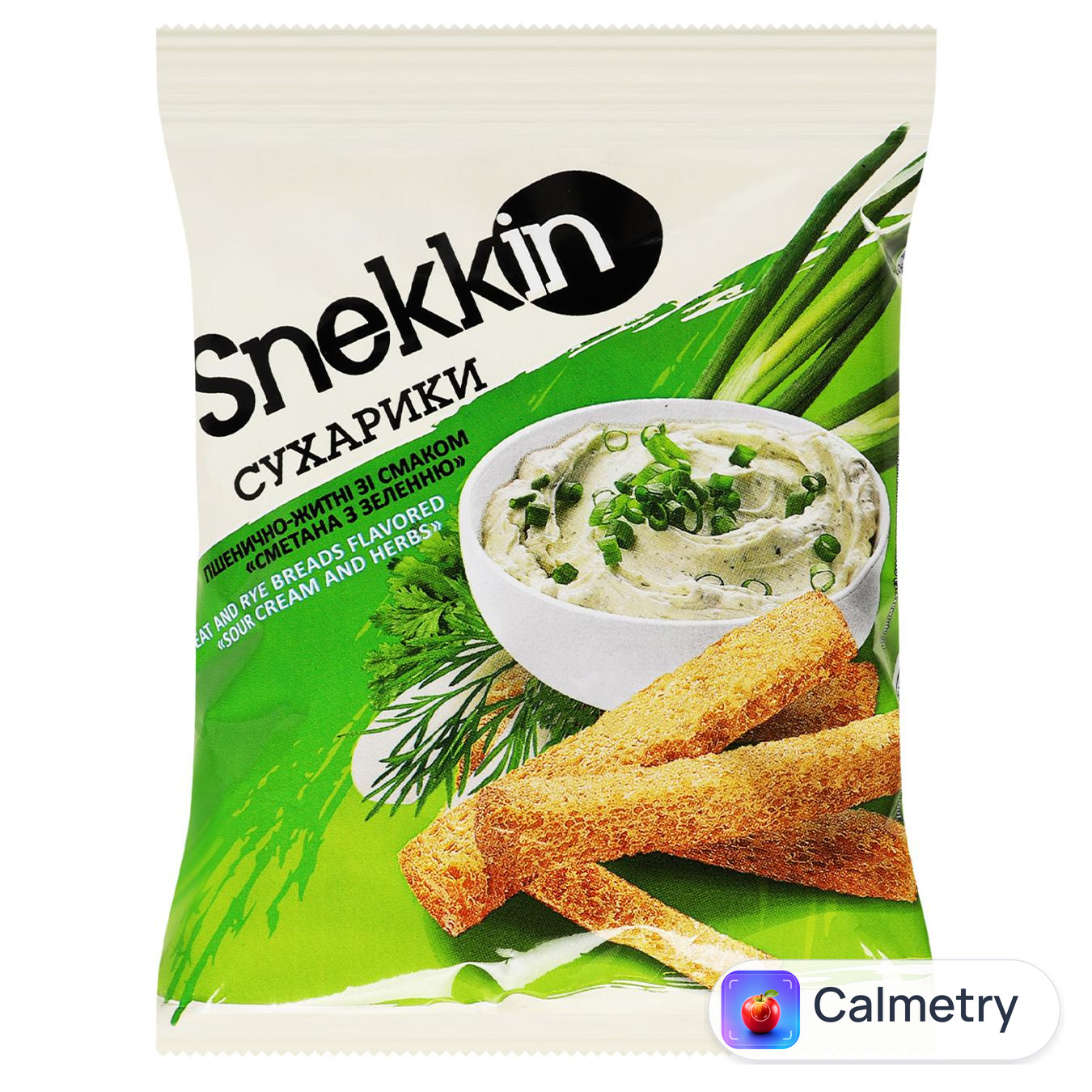 Сухарики Snekkin зі смаком сметана з зеленню 70г — фото продукту