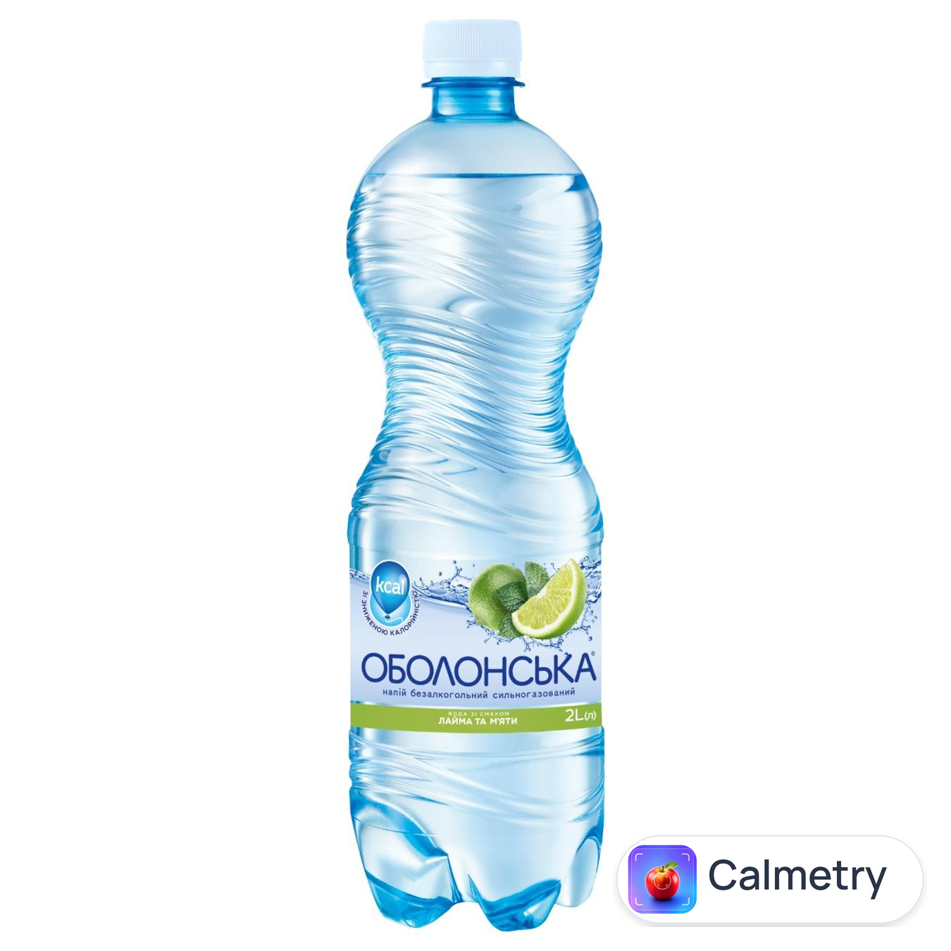 Вода мінеральна Оболонська зі смаком лайма та мяти сильногазована 2л — фото продукту