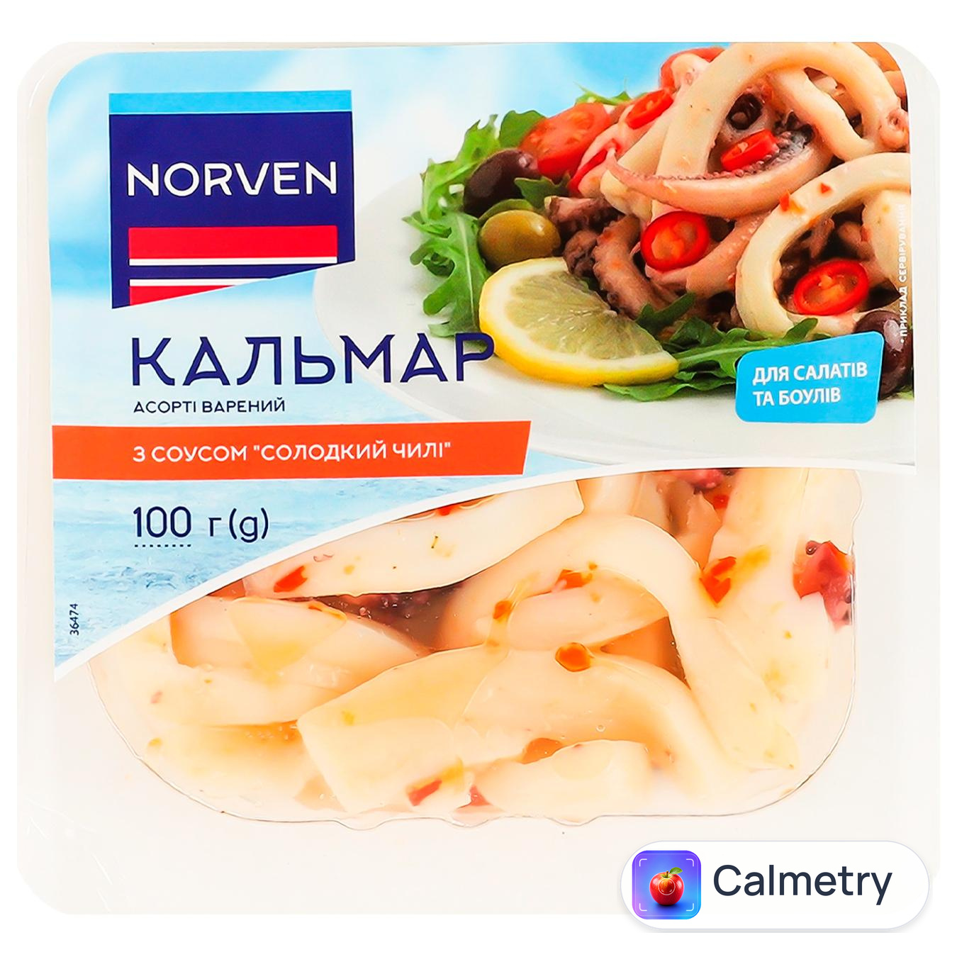 Кальмар Norven асорті варений з соусом солодкий чилі 100г