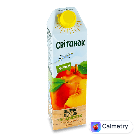Сік Світанок яблуко-персик з м'якоттю, 0,95л