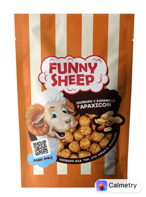 Попкорн Funny Sheep у карамелі з арахісом та арахісовим маслом 90 г