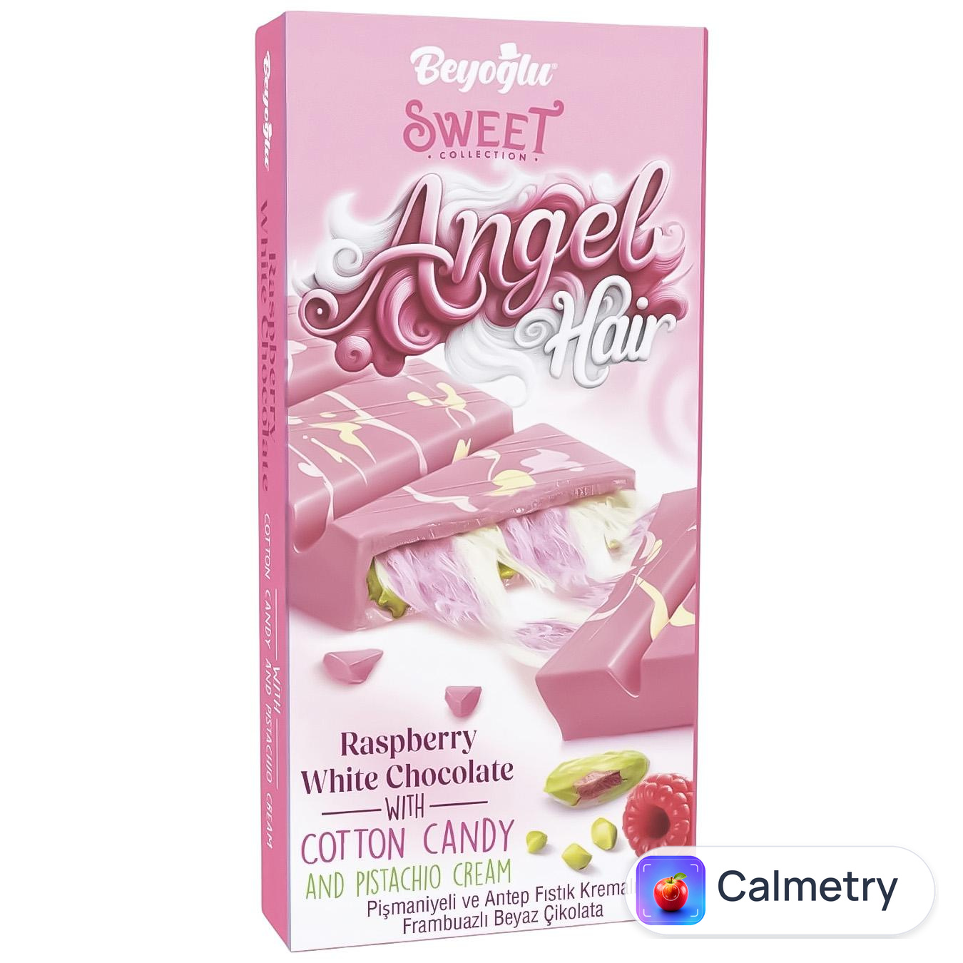 Шоколад білий Beyoglu Angel Hair з малиною, пишманіє та кремом з фісташок 80г