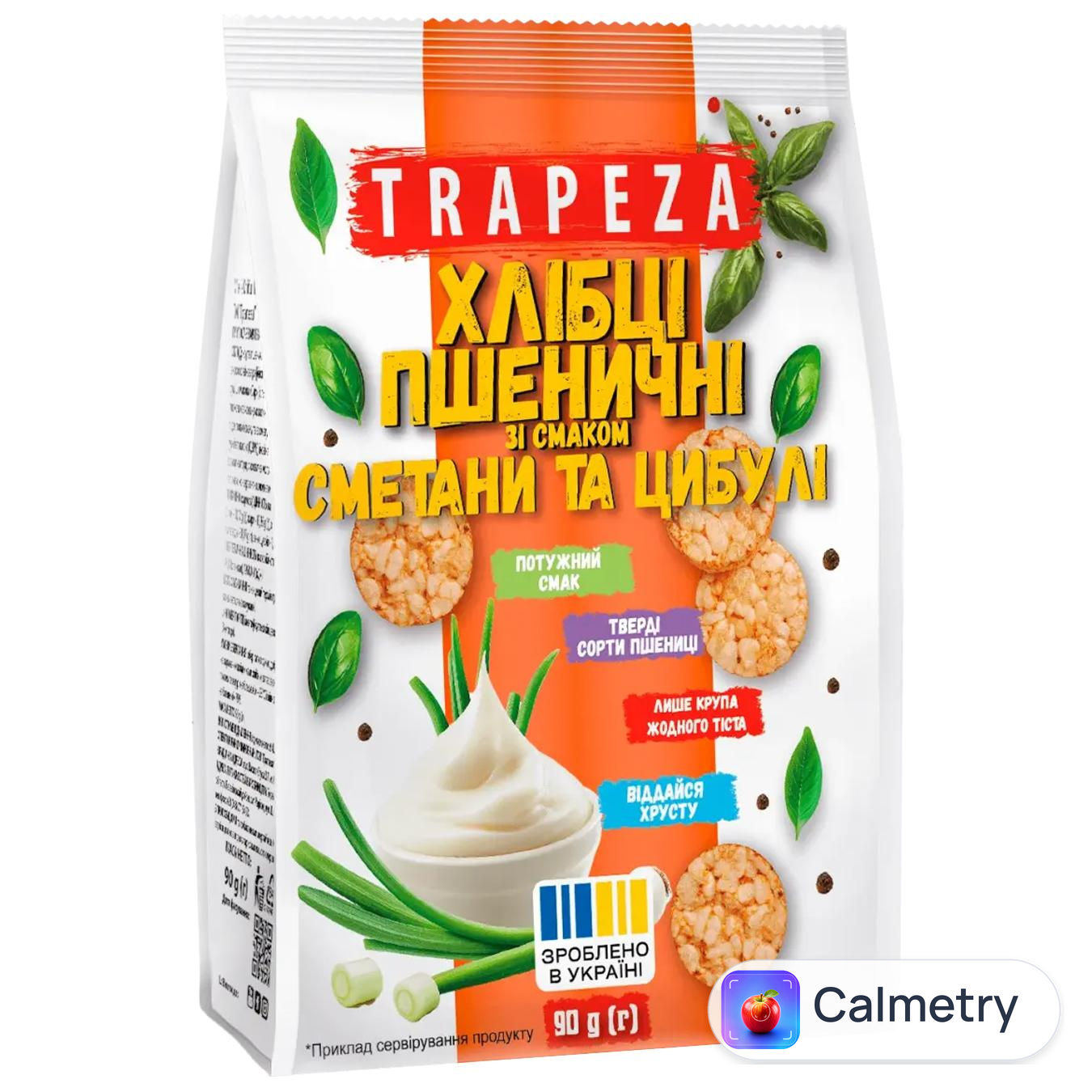 Хлібці Trapeza пшеничні зі смаком сметани та цибулі 90г