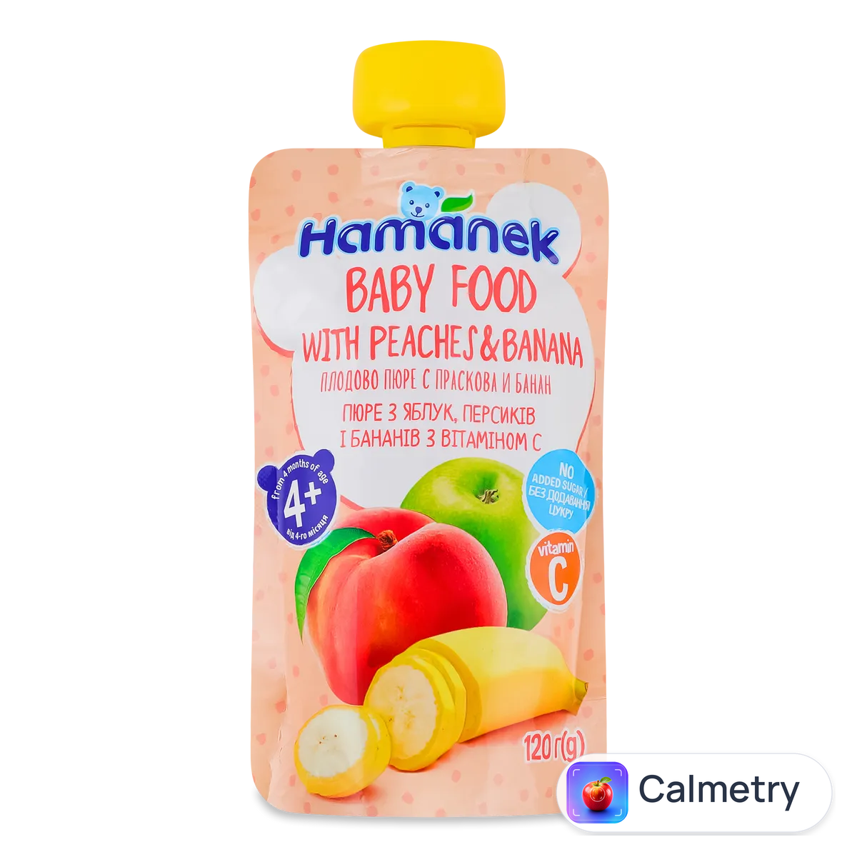 Пюре Hamanek з яблуком, персиком та бананом 120г