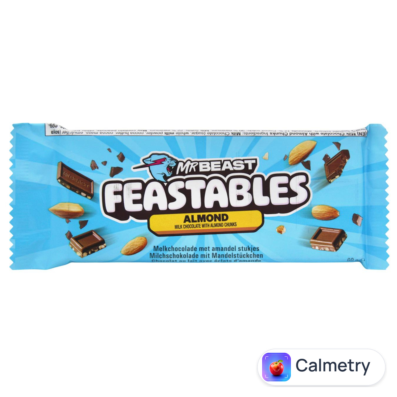 Шоколад молочний MrBeast Feastables зі шматочками мигдалю 60г — фото продукту