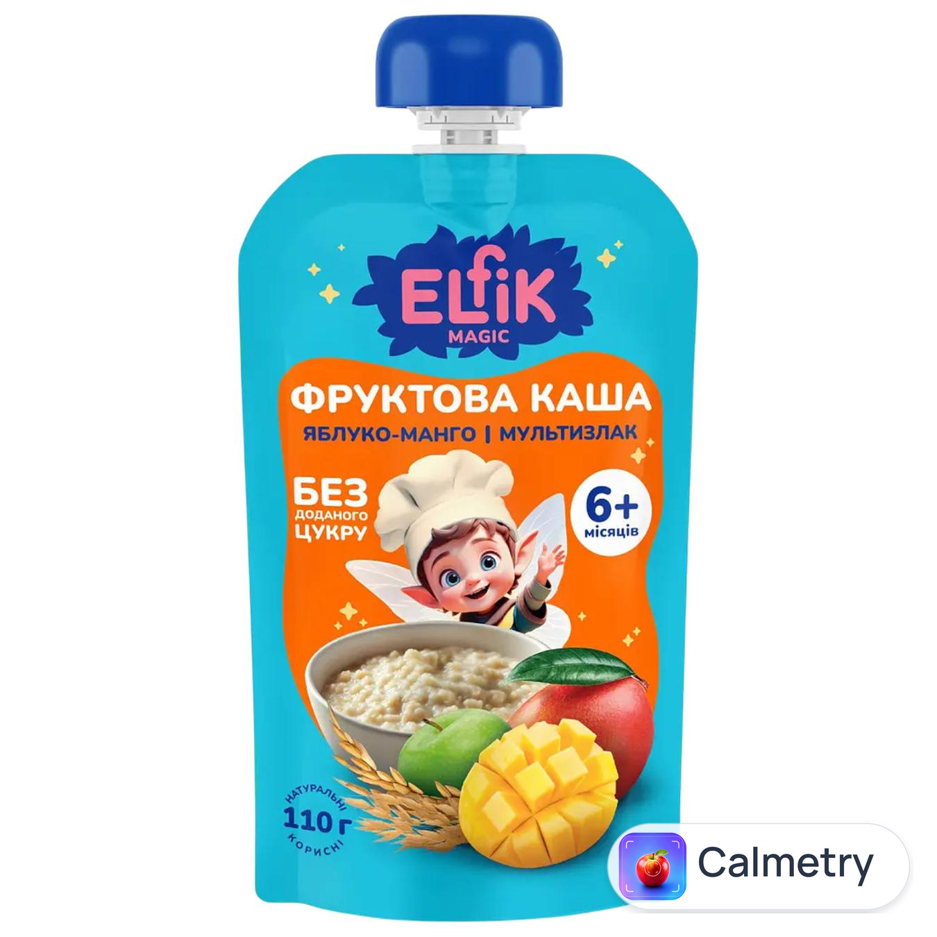 Каша фруктова Elfik Magic яблуко-манго і мультизлак від 6 місяців 110г — фото продукту