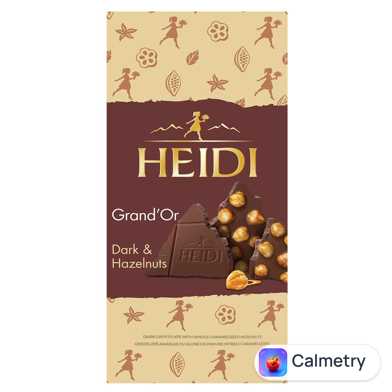 Шоколад темний Heidi Grand'or Dark & Hazelnut з цілим карамелізованим фундуком 100г — фото продукту