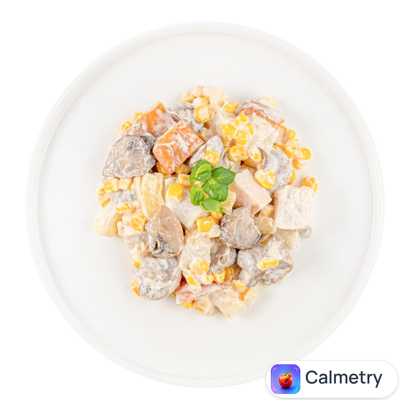 Салат Шанхай з курки копченої, ананасів, кукурудзи та грибів