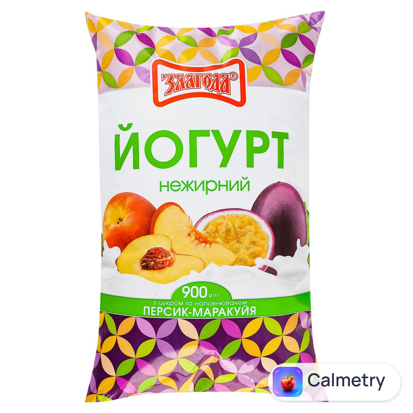 Йогурт Злагода Персик-Маракуйя нежирний 0,5% 900г