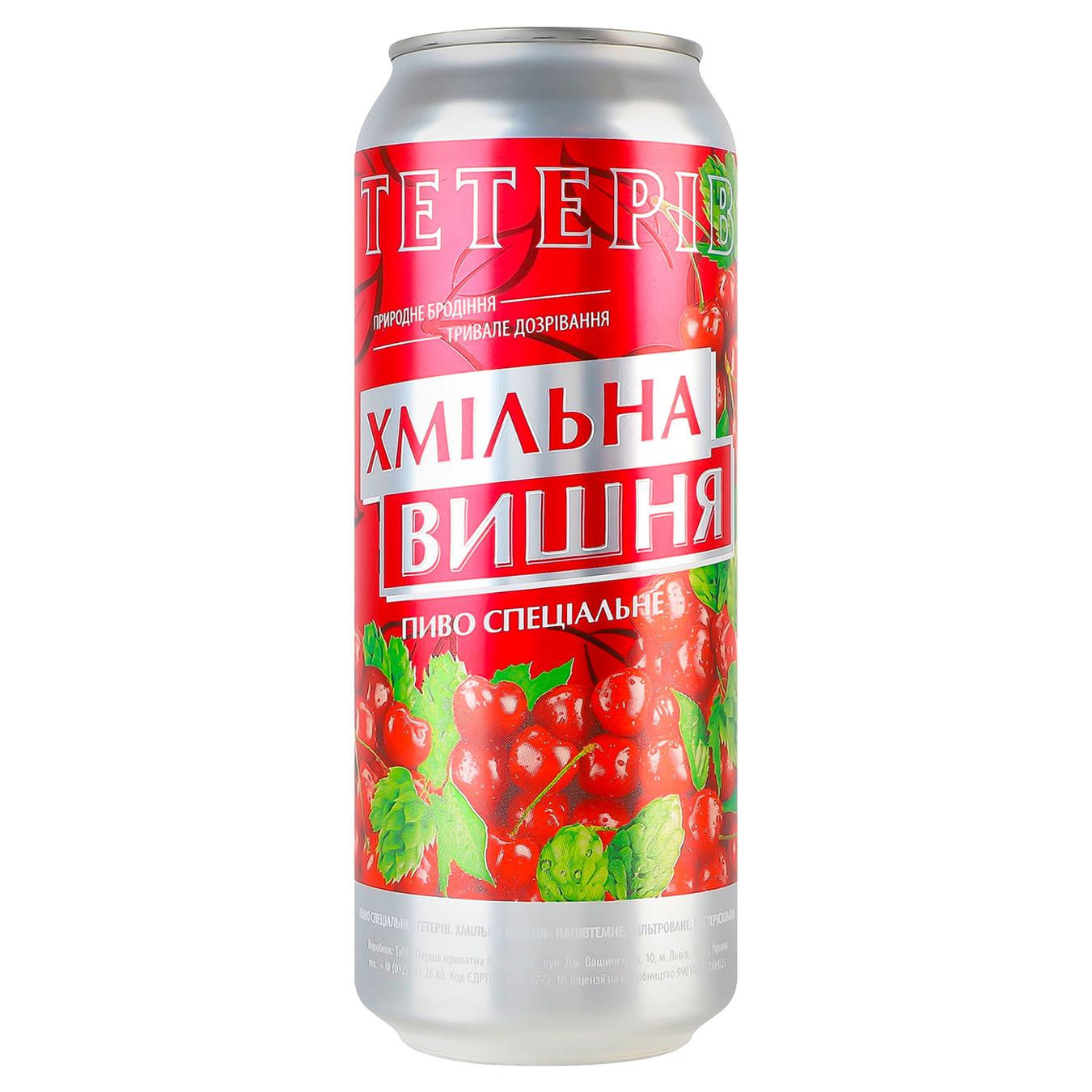 Пиво Тетерів Хмільна вишня спеціальне напівтемне 7% 0,5л — фото продукту