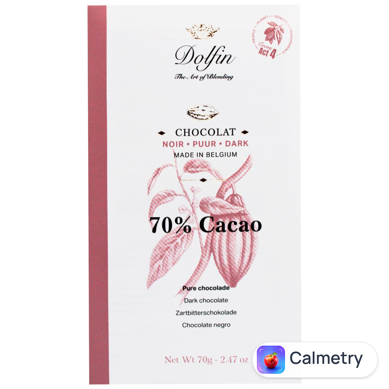Шоколад чорний Dolfin какао 70% 70г