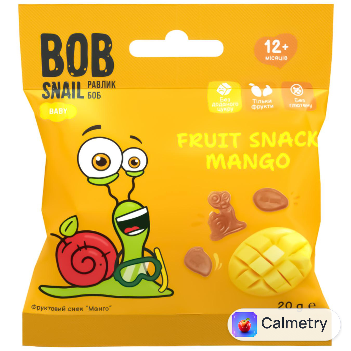 Снек фруктовий Bob Snail манго 20г — фото продукту