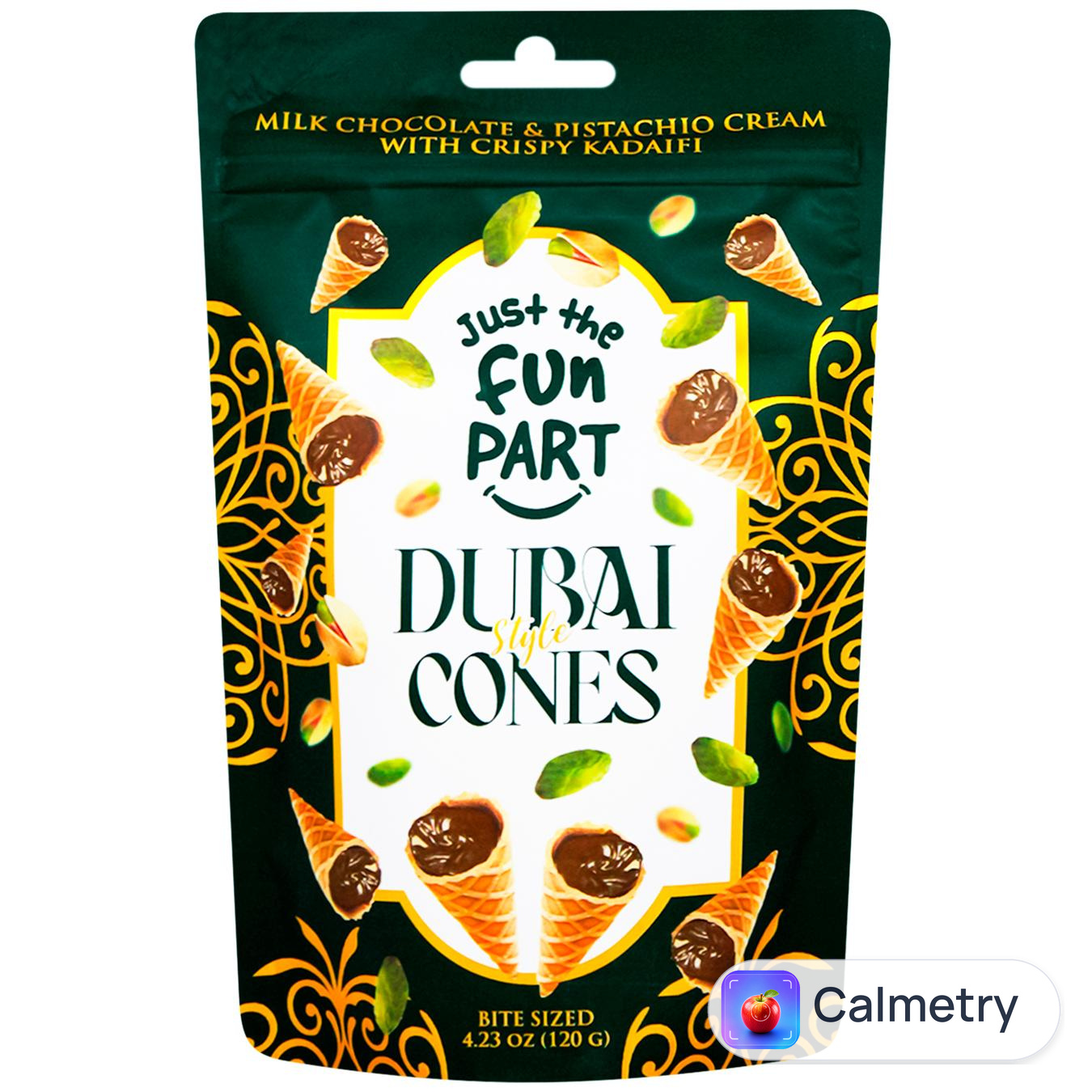 Ріжки Just The Fun Part Dubai Style Cones вафельні міні з молочним шоколадом, фісташковим кремом та тістом кадаїфі 120г