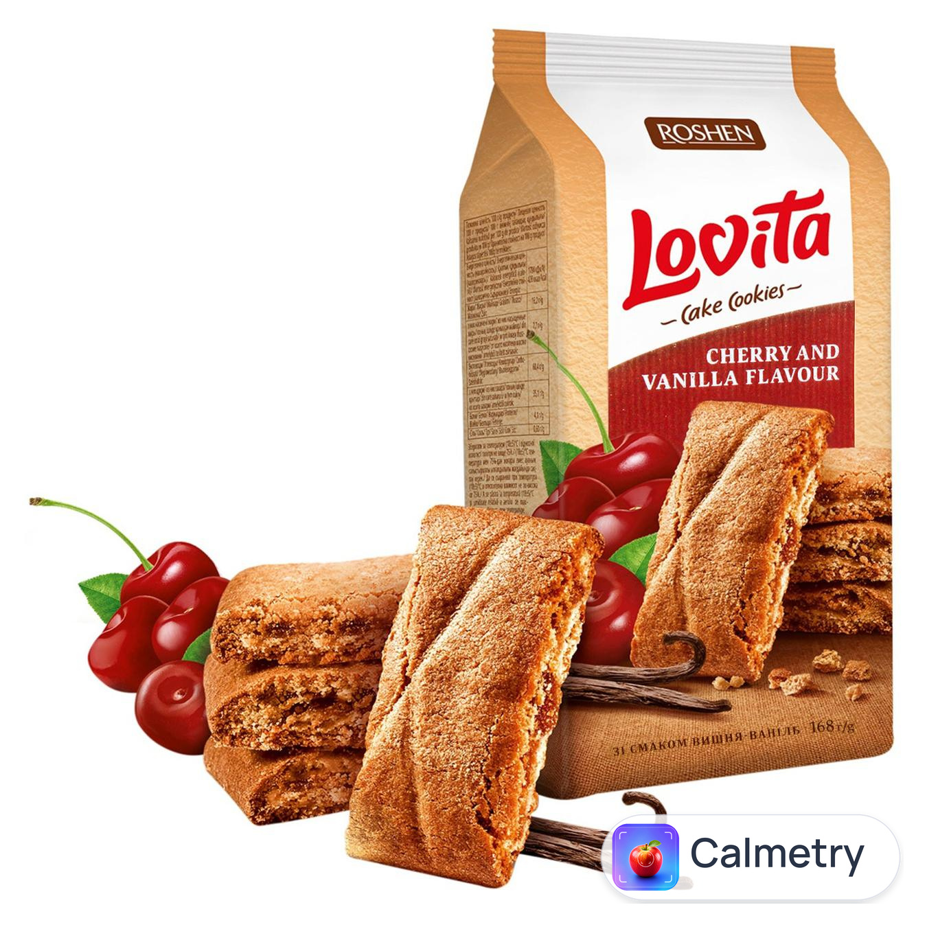 Печиво Roshen Lovita з вишнево-ванільною начинкою 168г — фото продукту