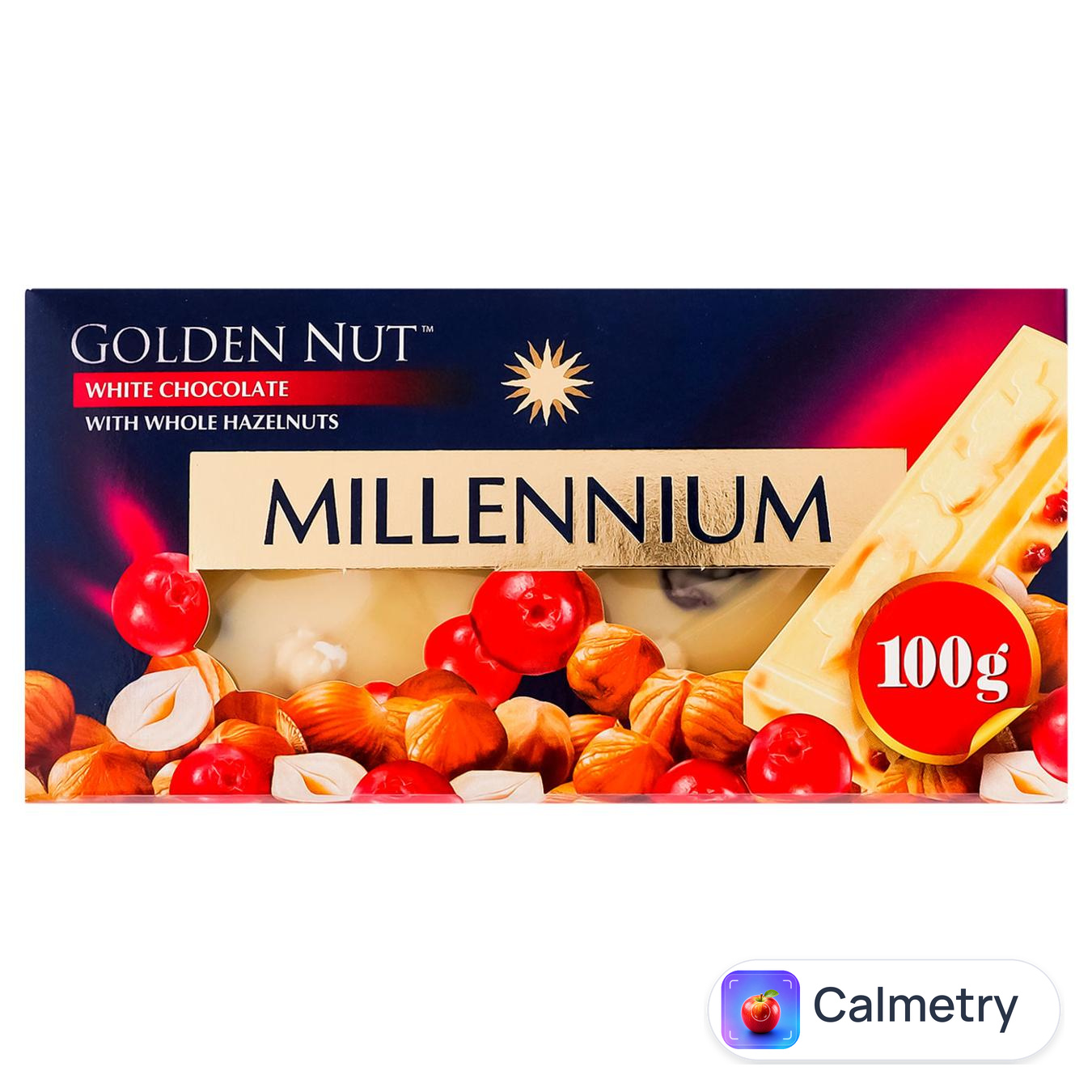 Шоколад білий Millennium Golden Nut з цілими лісовими горіхами та журавлиною 100г
