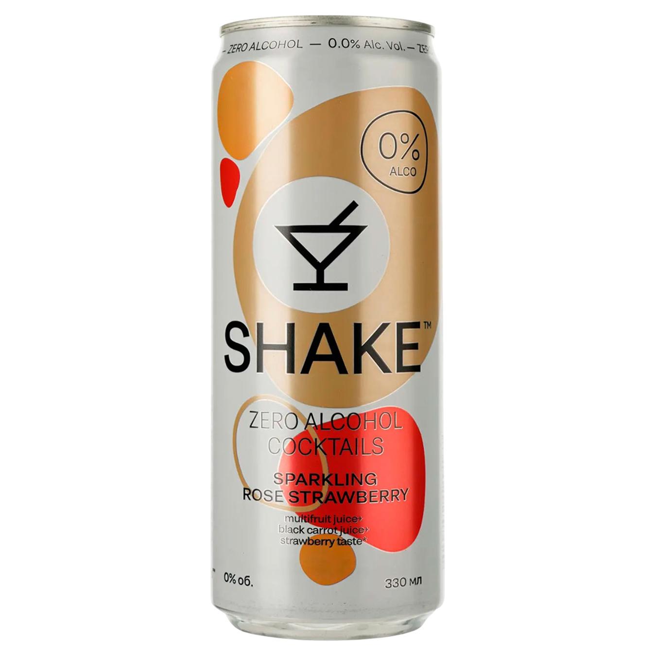 Напій безалкогольний Shake Sparkling Strawberry сильногазований 0,33л — фото продукту