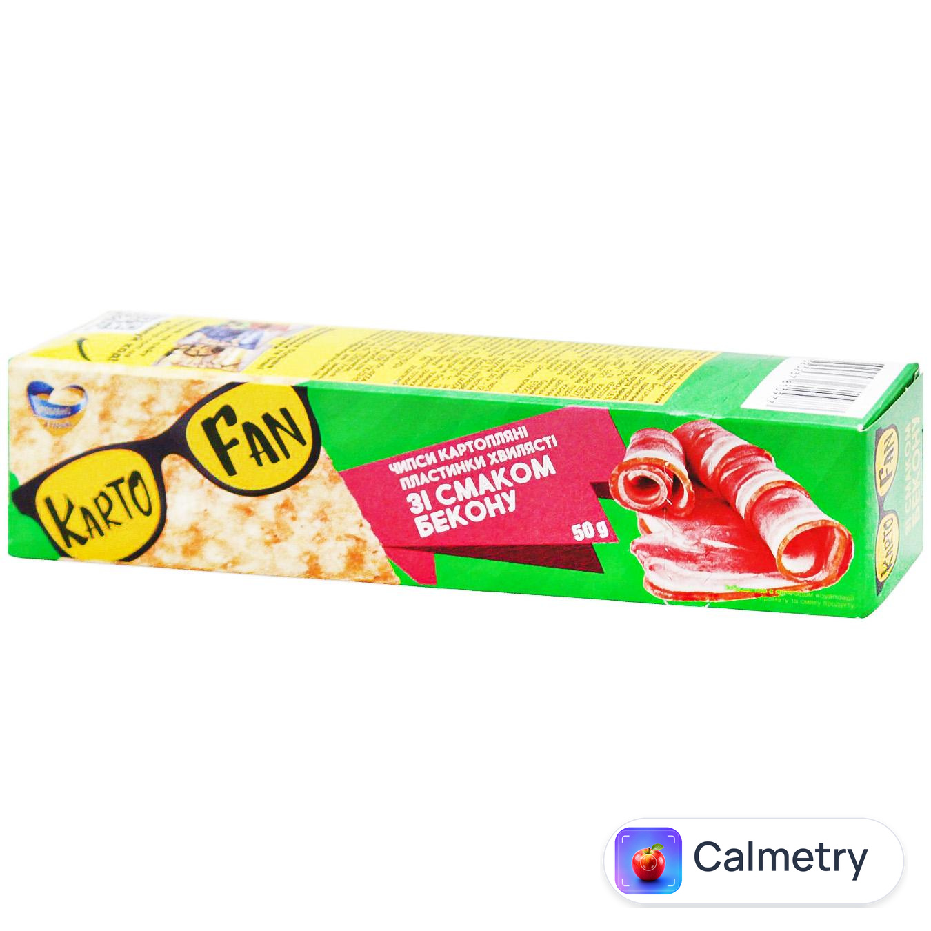 Чипси KartoFun пластинки хвилясті зі смаком бекону 50г — фото продукту