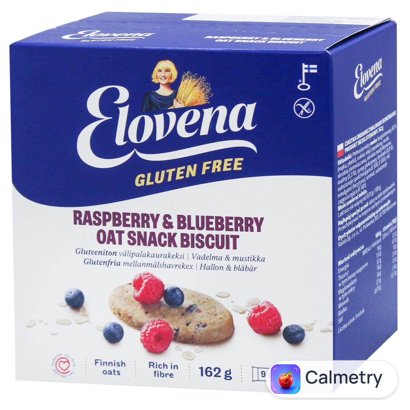 Галети вівсяні Elovena Малина і чорниця 162г — фото продукту