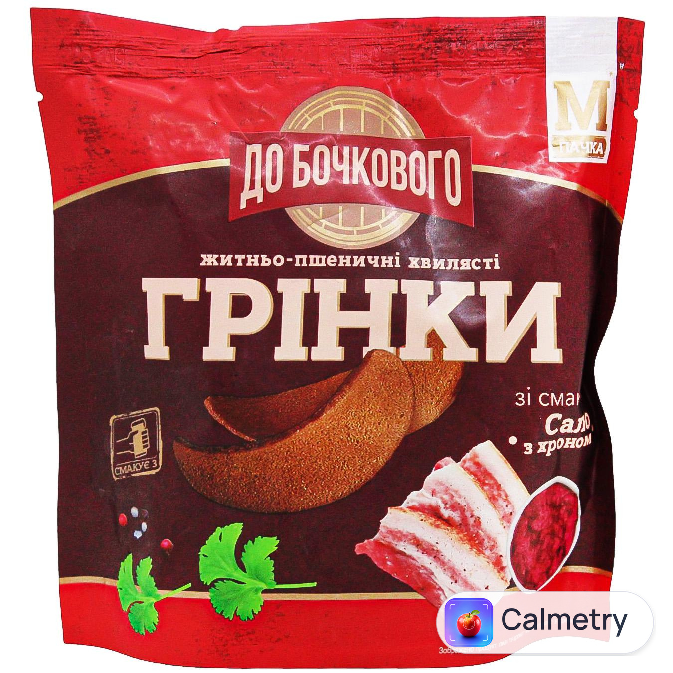 Грінки До Бочкового житньо-пшеничні зі смаком Сало з хроном 80г — фото продукту