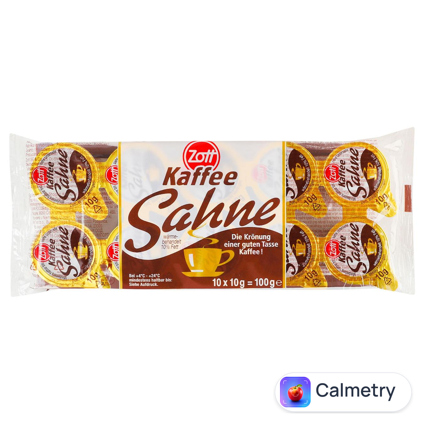 Вершки Zott Kaffee Sahne порційні до кави 10% 10шт х 10г