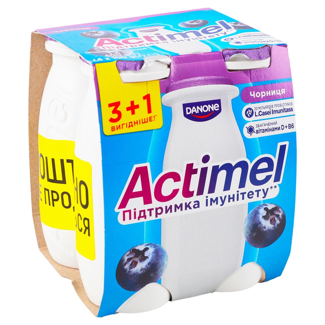 Продукт кисломолочний Actimel Чорниця 1,4% 100г х 4шт — фото продукту