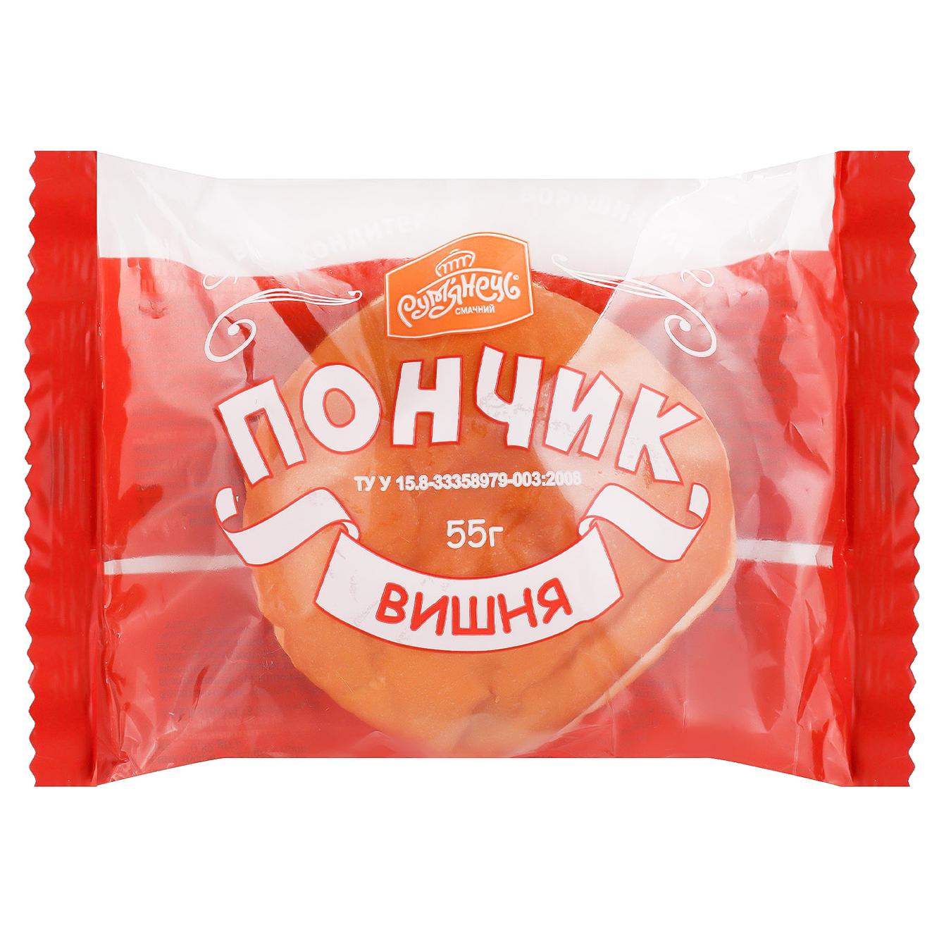 Пончик Рум'янець з наповнювачем Вишня 55г — фото продукту