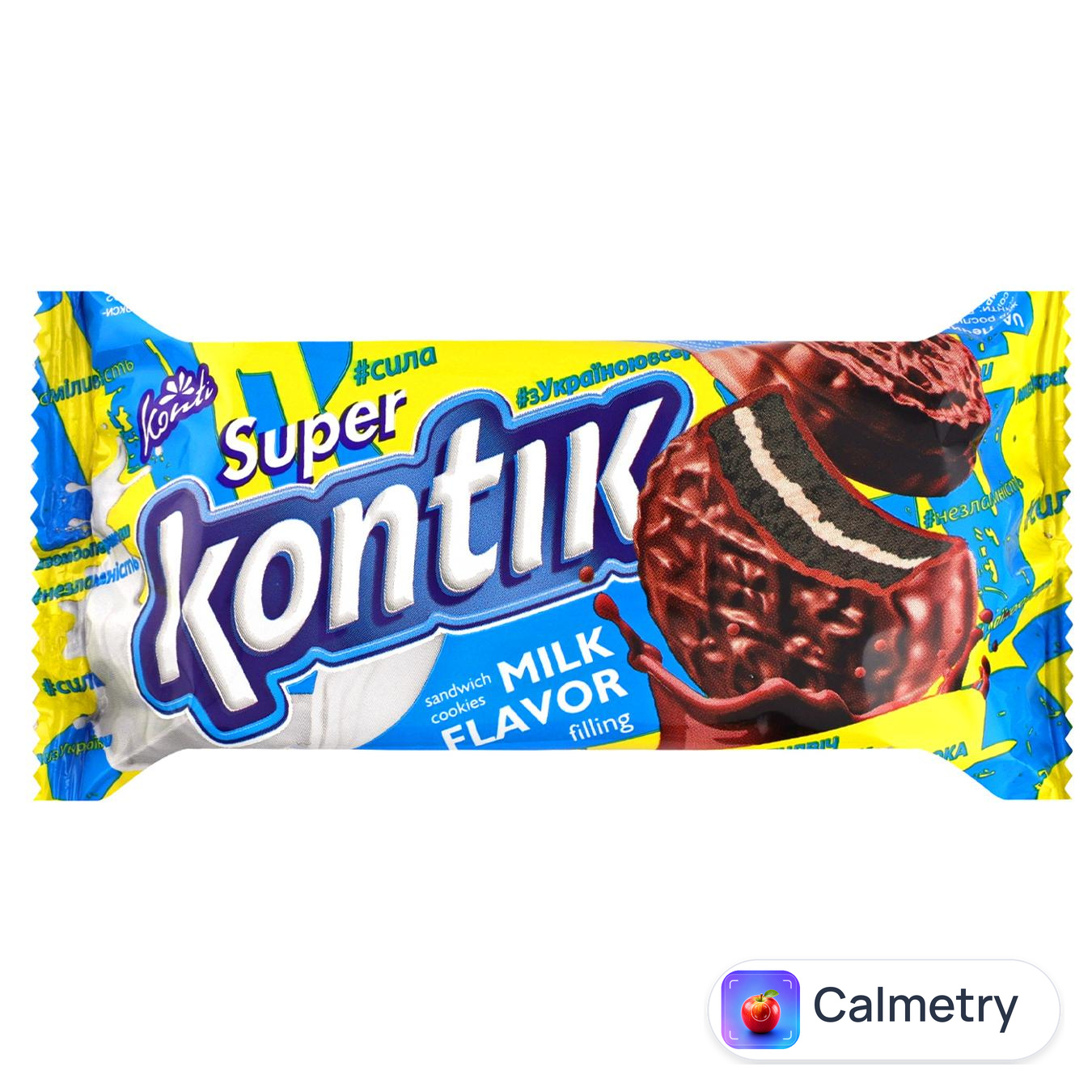 Печиво-сендвіч Konti Super Kontik зі смаком молока в глазурі 90г — фото продукту