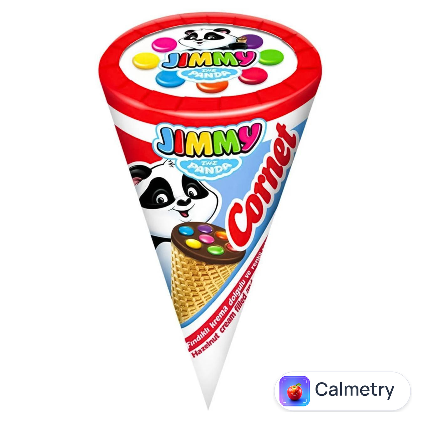 Ріжок вафельний Jimmy з кремом з лісових горіхів та драже 25г — фото продукту
