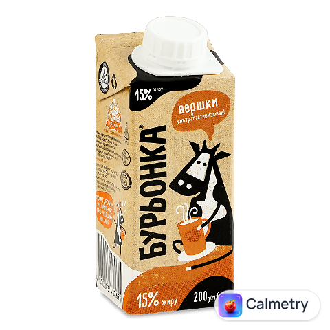 Вершки «Бурьонка» ультрапастеризовані 15% жиру, 200г