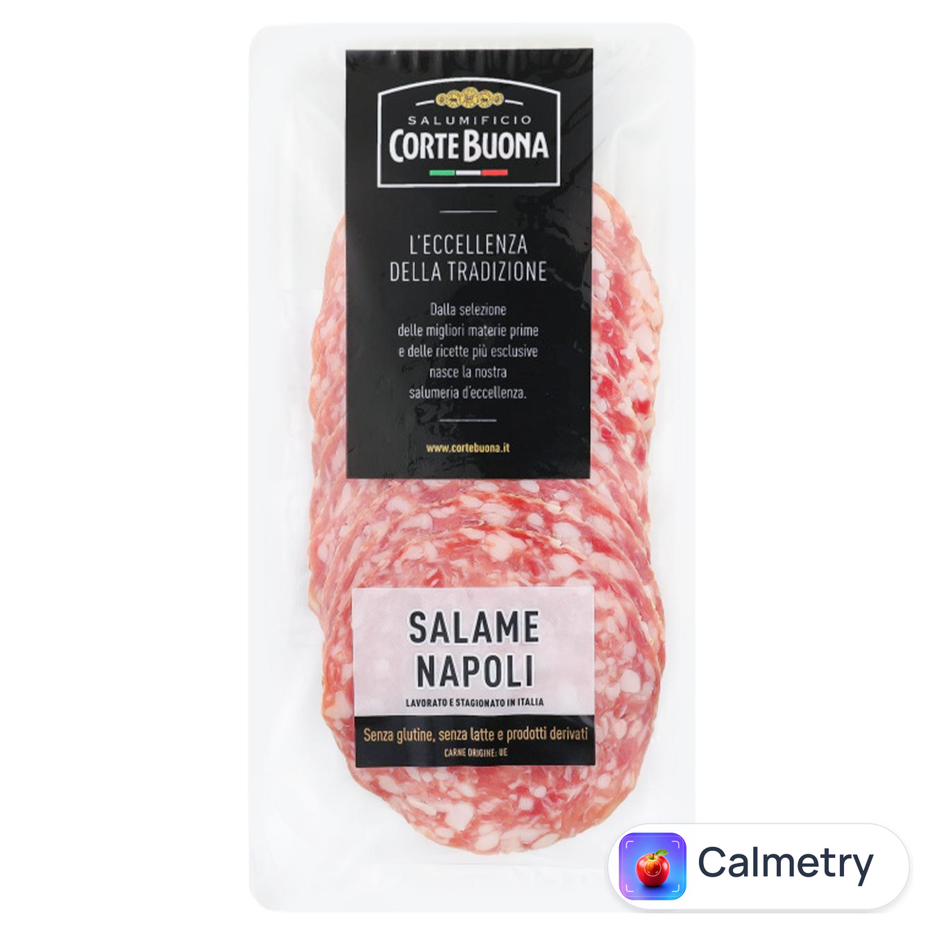 Ковбаса Corte Buona Салямі Неапольська нарізана сиров'ялена 80г — фото продукту