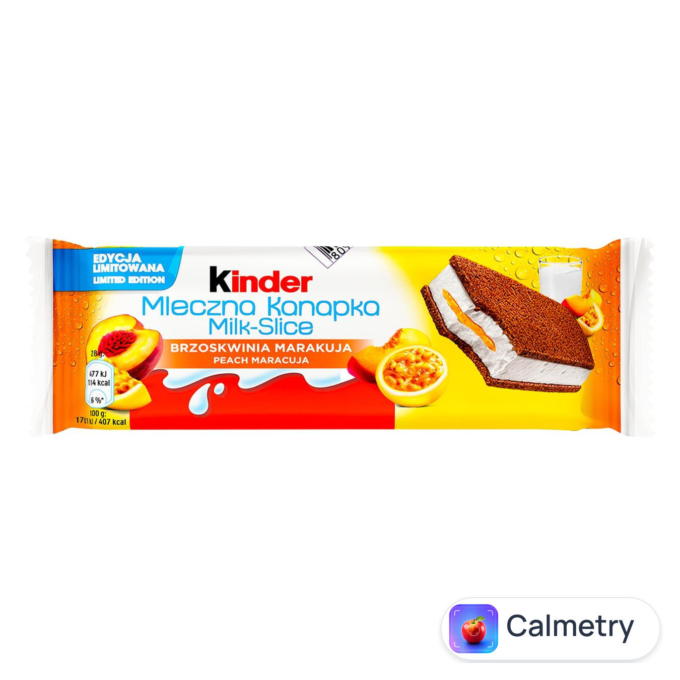 Тістечко Kinder Milk-Slice бісквітне зі смаком персика та маракуї 28г — фото продукту