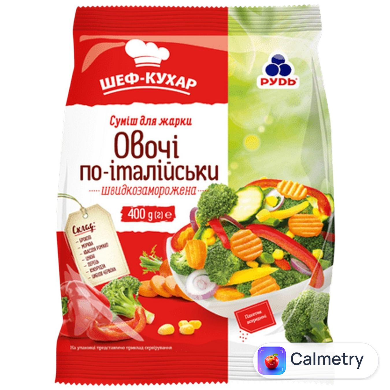 Cуміш овочева Рудь Овочі по-італійськи заморожена 400г — фото продукту