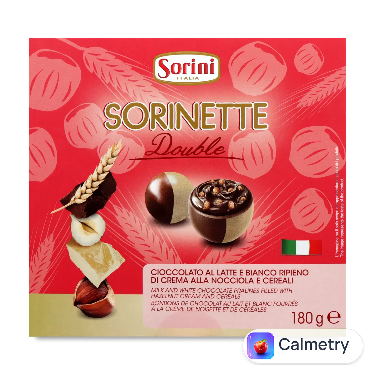 Цукерки Sorini фундук-злаки білий/молочний шоколад 180г