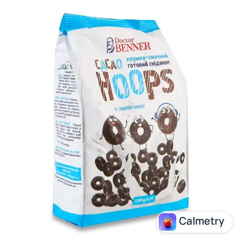 Сніданок Doctor Benner Cacao Hoops зі смаком какао 150г